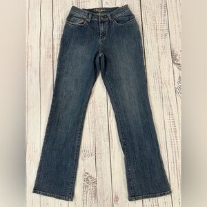 Lena Jeans Womens  Size 4 Straight Leg Blue Denim Embroidered Pockets 90s  Style